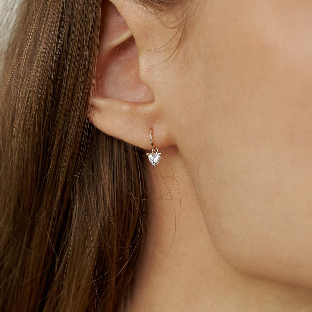 14k 하트 큐빅 드롭 원터치 귀걸이 (14K골드) #LFE08