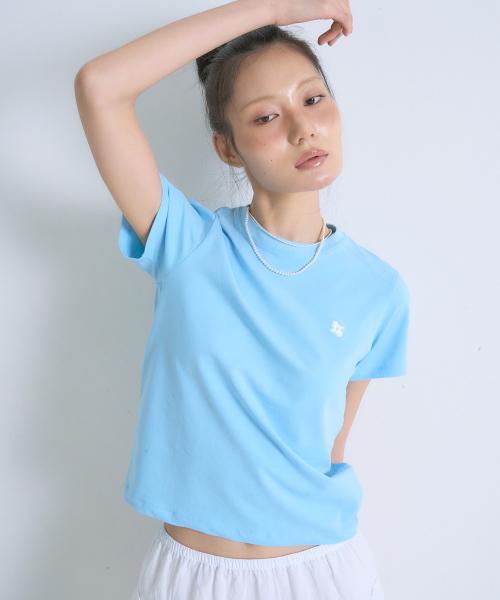 윙 그래픽 크롭티 스카이블루