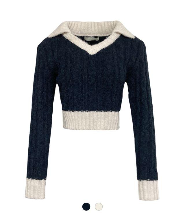 홀리데이 딥 카라 니트