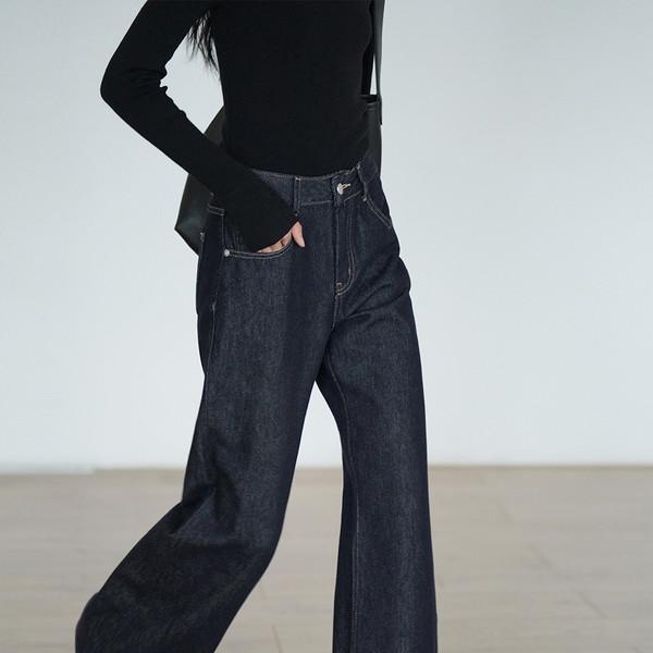 Straight denim pants