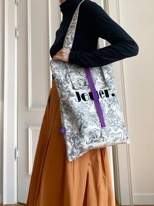 basic toile  bag.   black/blue