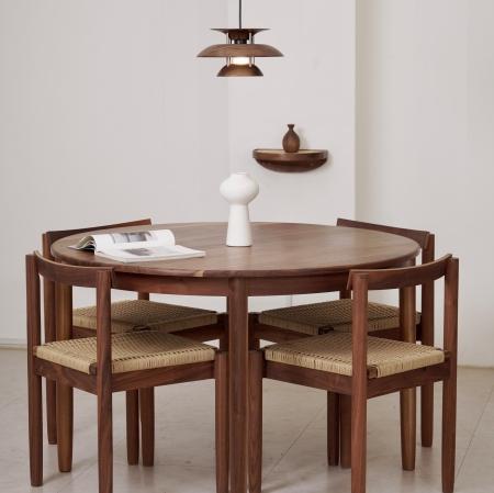 (리빙디자인위크) 오디너리프로젝트 월넛 밴딩 라운드테이블 (4인식탁)