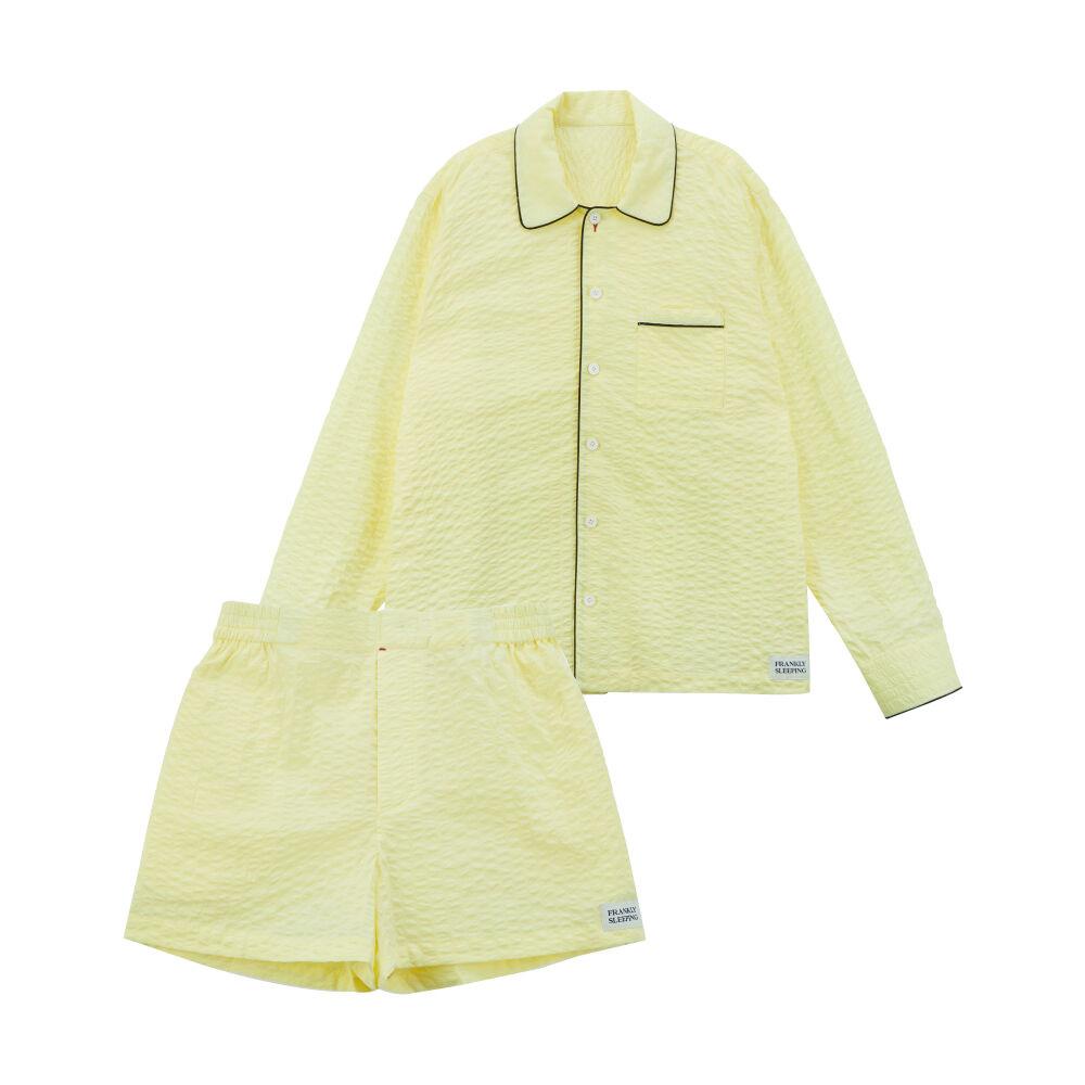Moss Seersucker Pajama Setup, Warm Yellow