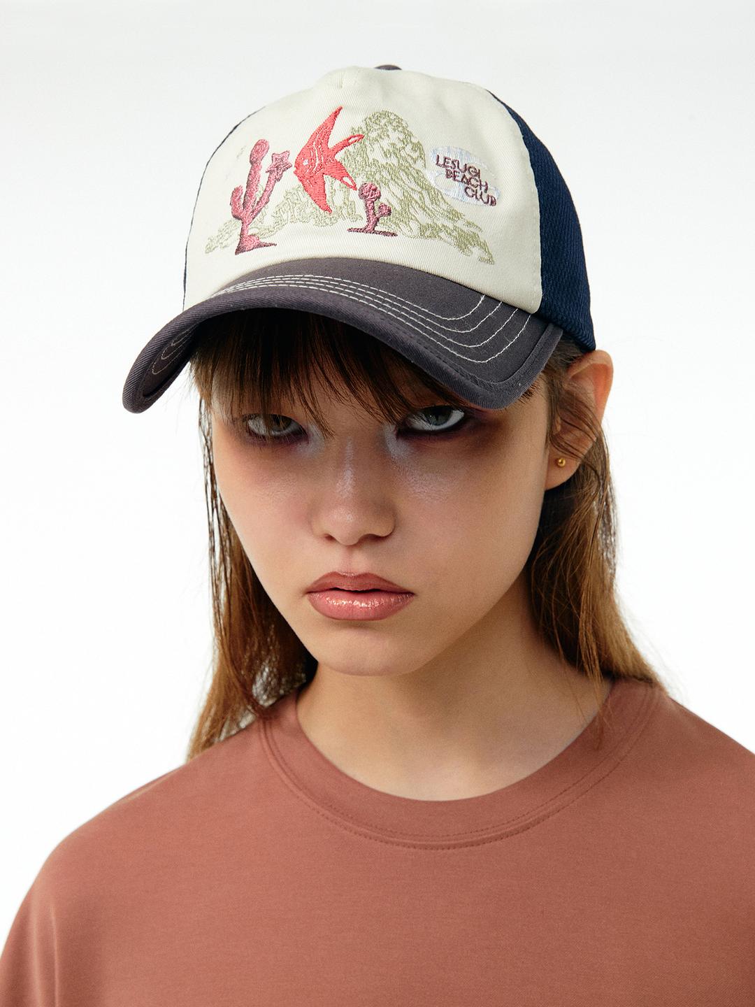 Embroidered mesh cap / Grey