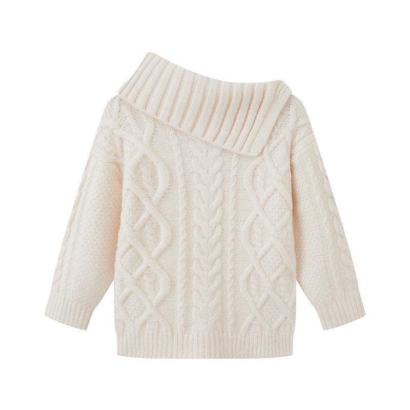 HOLIDAY VIBE OFF-SHOULDER RIBBED SWEATER - White / XS