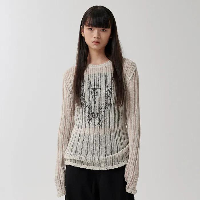 TATTOO CROCHET KNIT OATMEAL(MG2FMFK615A)