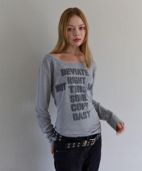 블러 레터링 루즈핏 롱슬리브 (멜란지 그레이)