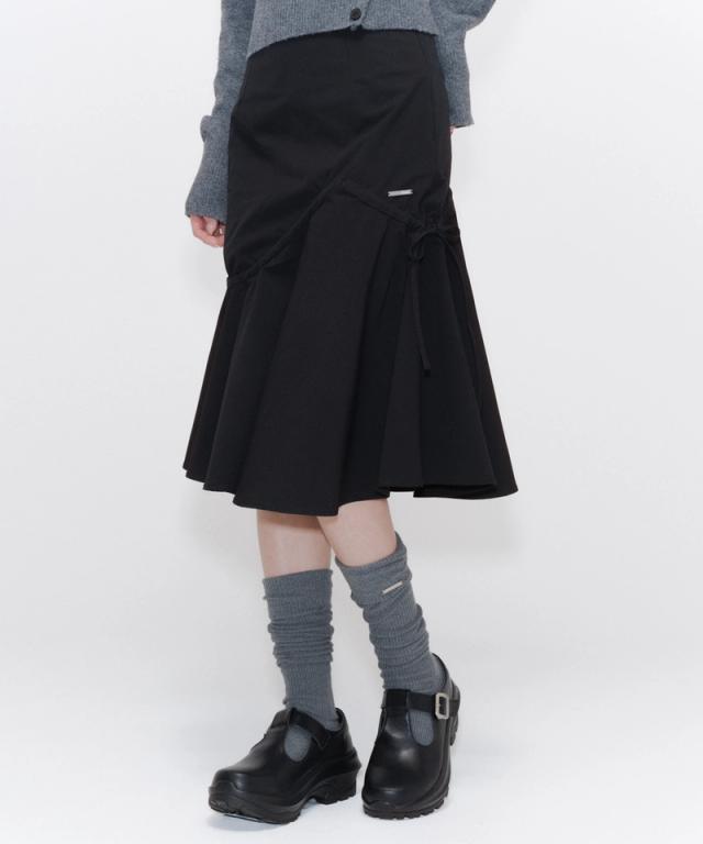 MISEKI SEOUL ■ Shirring ruffle midi skirt Miseki Seoul Shirring Ruffle Midi Skirt Black #미세키서울