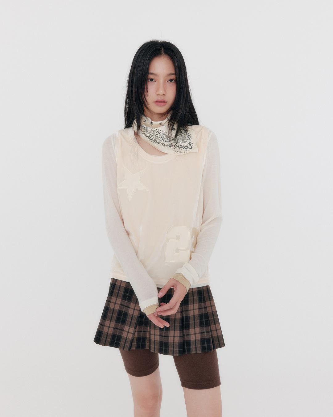 Layered Long Sleeve T-Shirt ( Cream Ivory )