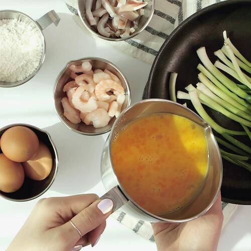 국내제조 304스텐 직화가능 손잡이 계량 믹싱볼 750ml