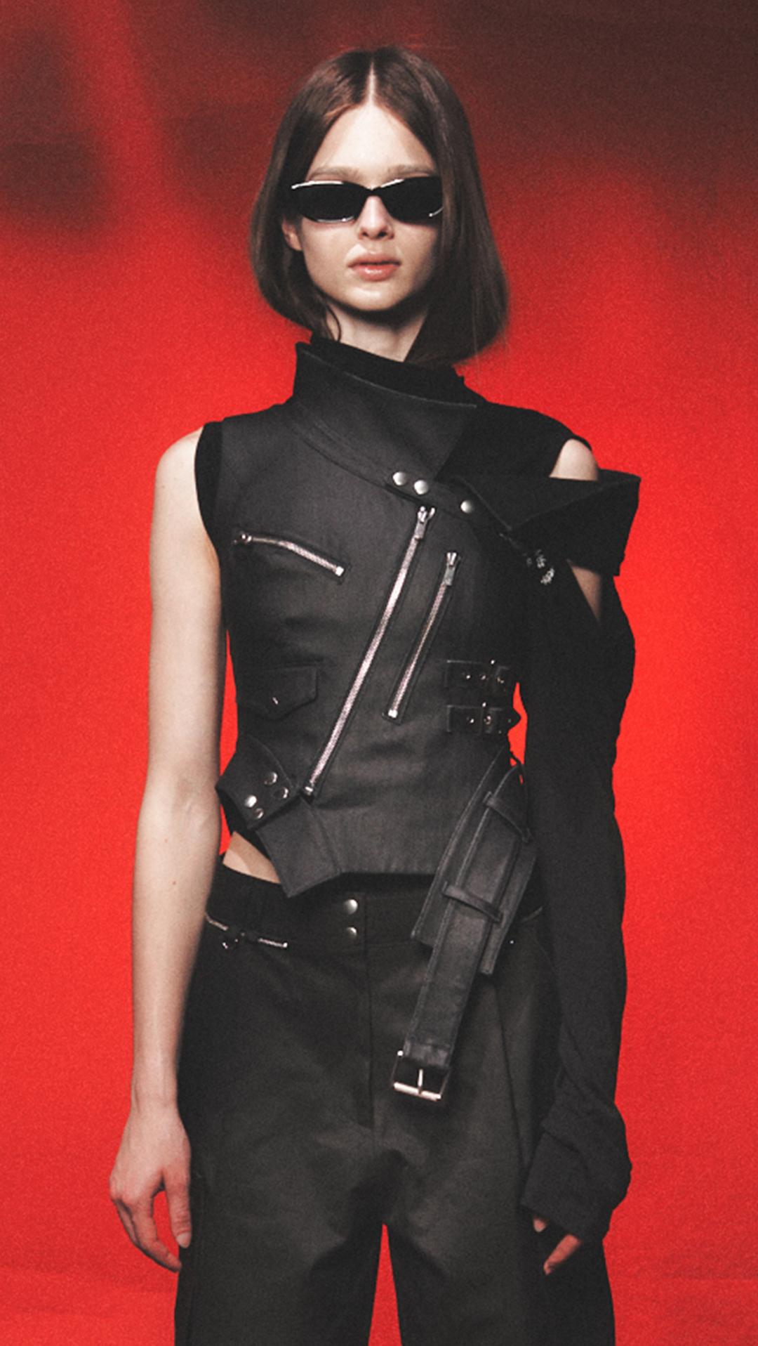 ASYMMETRIC BIKER  TOP