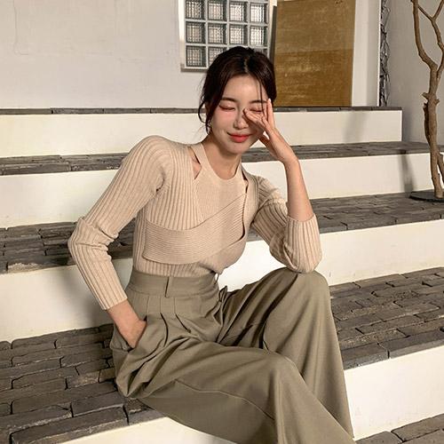 콤마홀터나시&니트 SET