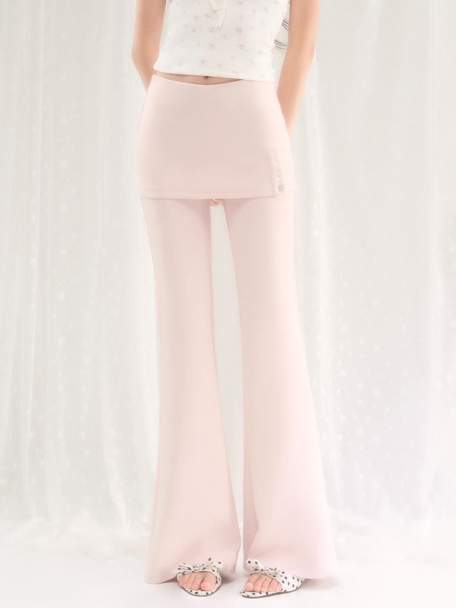 Weekendhub Petal Pink Skirt Overlay Flare Pants