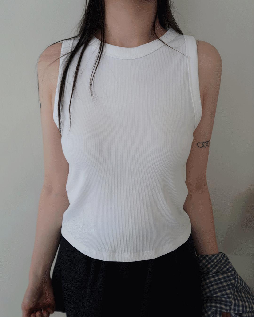 실키 골지 슬리브리스