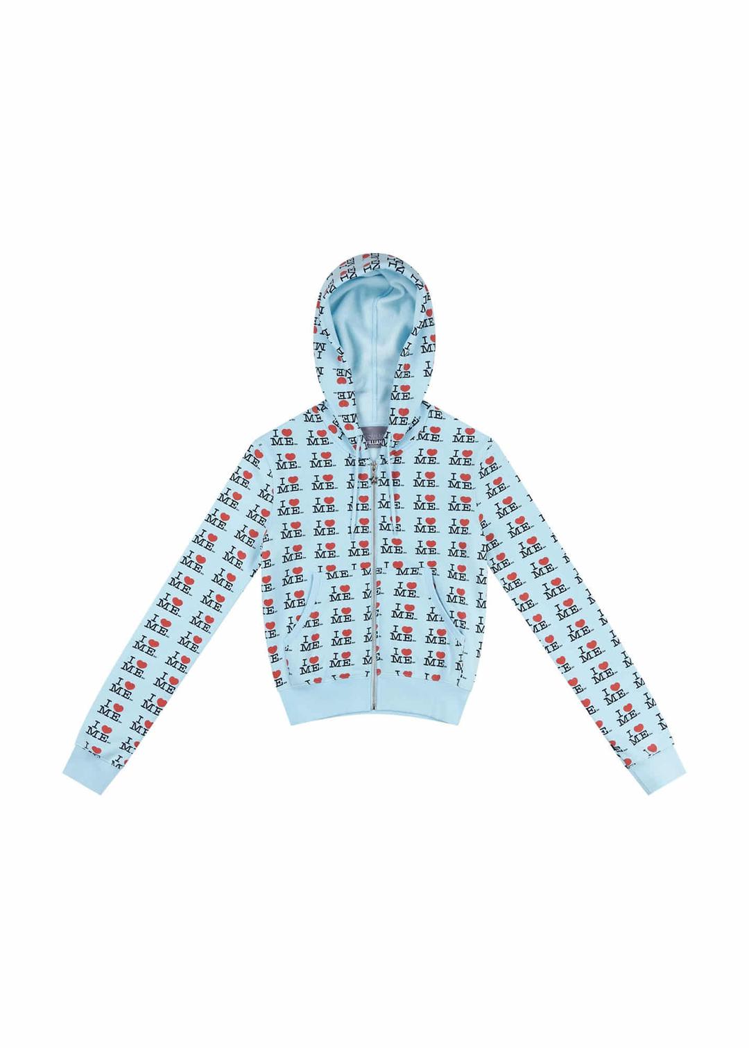 애슐리윌리엄스 I HEART ME BLUE SHRUNK BABY HOODIE (BLUE)