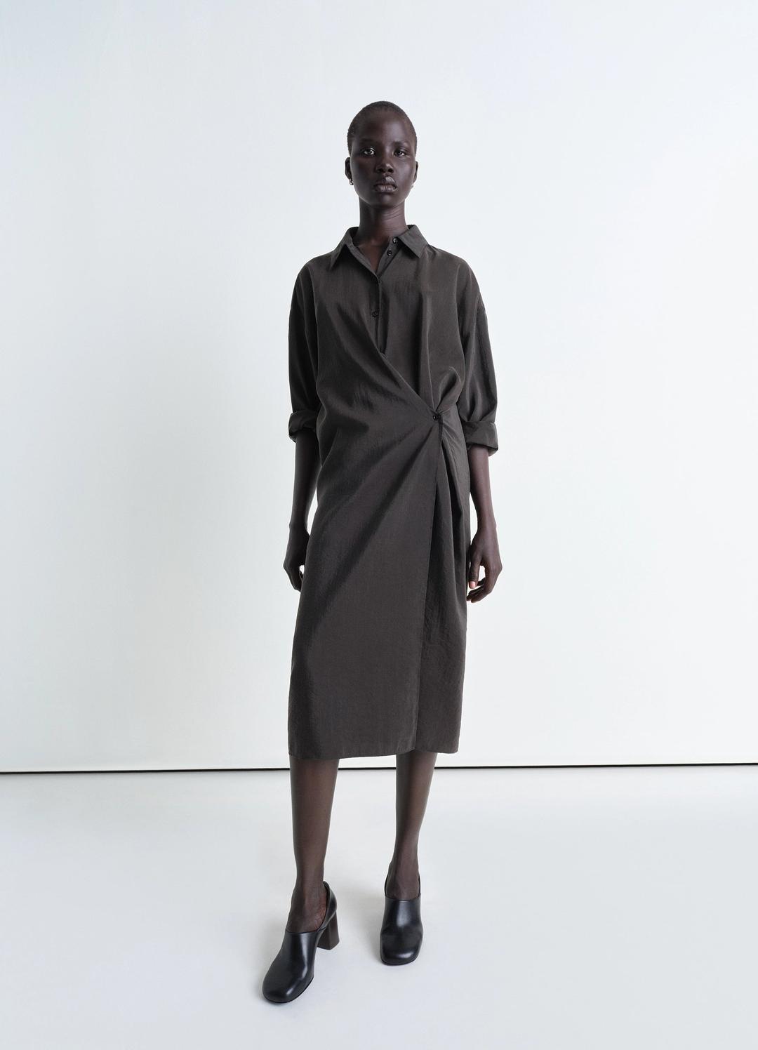 STRAIGHT COLLAR TWISTED DRESS - 36
