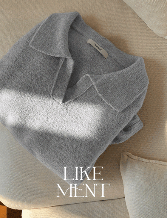 [LIKEMENT] 포르테 알파카 오픈 카라 니트 (KN) - 3color