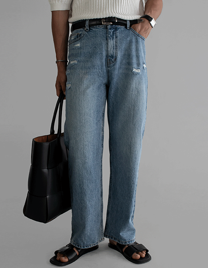 피딜 디스트로이드 데님 팬츠