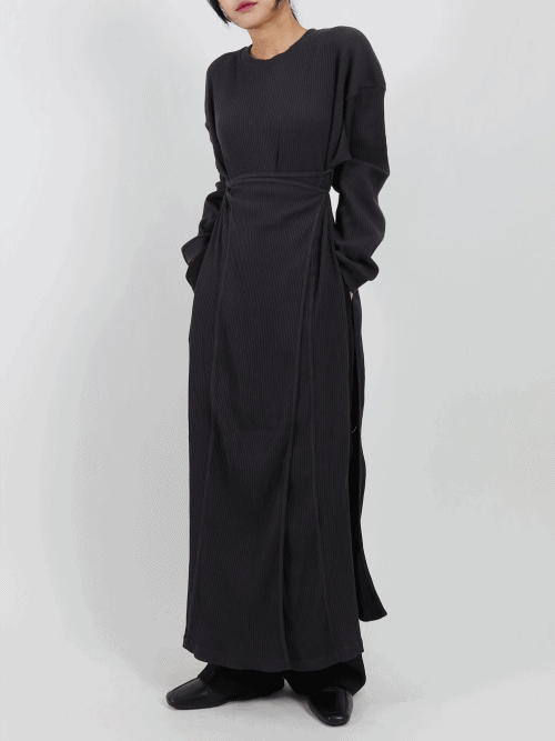 [여유주문] 어텀 레이어 랩 원피스 2color