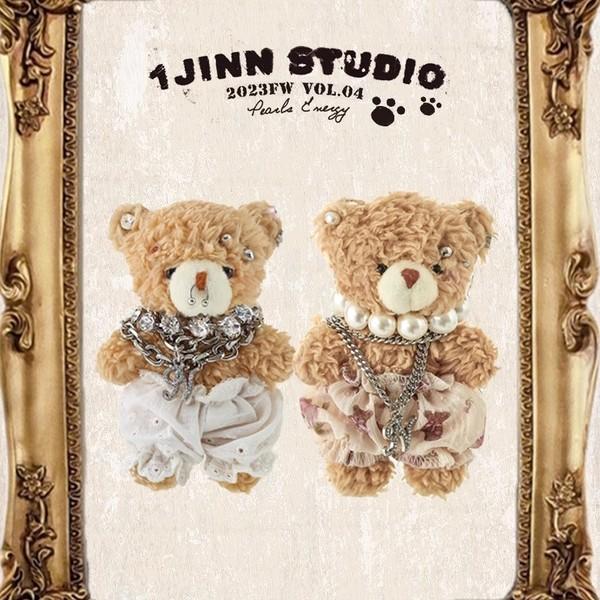 1JINNSTUDIO Percing teddy bear key chain