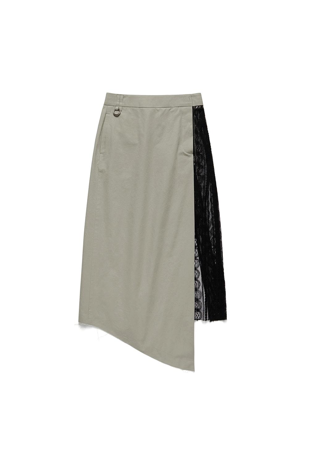 ASSYMETRIC LAYERED WRAP SKIRT [KHAKI]