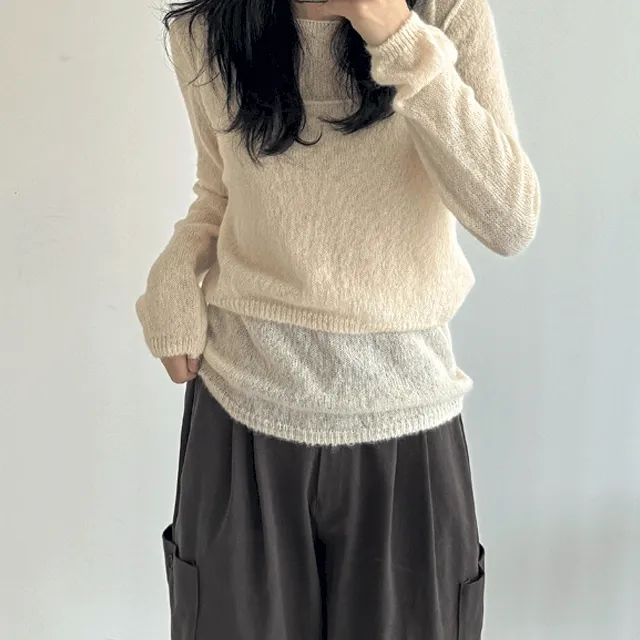 립 보트넥 나시 니트 세트 4color