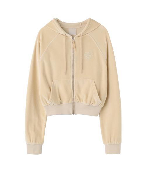 Velour Zip-Up Hoodie Butter