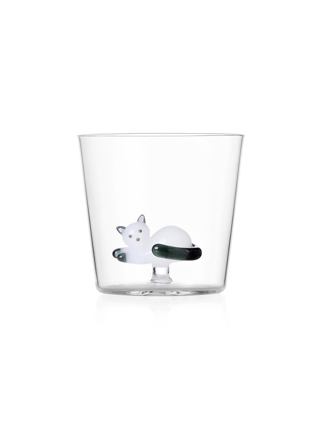 Tabby Cat Tumbler Lying White Cat With Smoke Tail