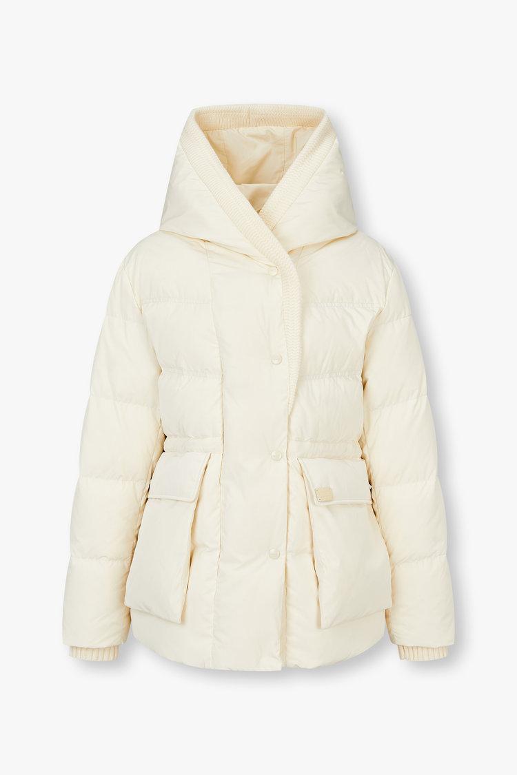 니트 숄 카라 하프 다운 점퍼