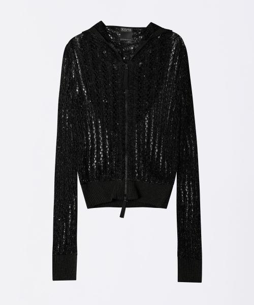 Hooded Zip-Up Knit Charcoal