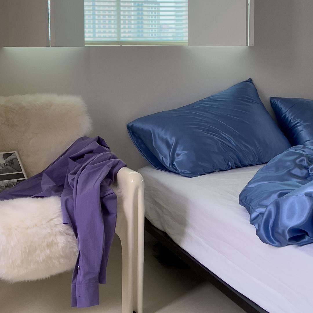 실키 새틴 베딩 - 이불커버 (S,Q,K) 블루