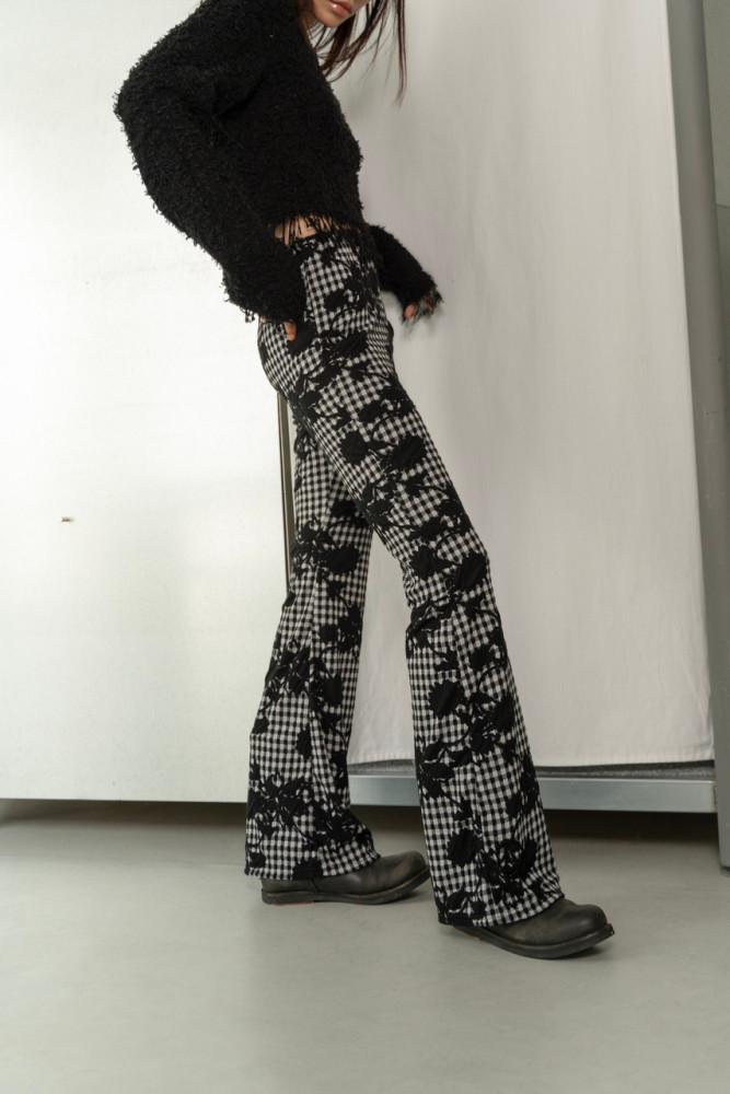 자가드 플라워 부츠컷 팬츠