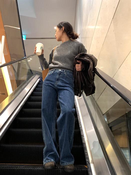 [루피타PICK]Semi Wide-fit Brushed Washing Denim Pants