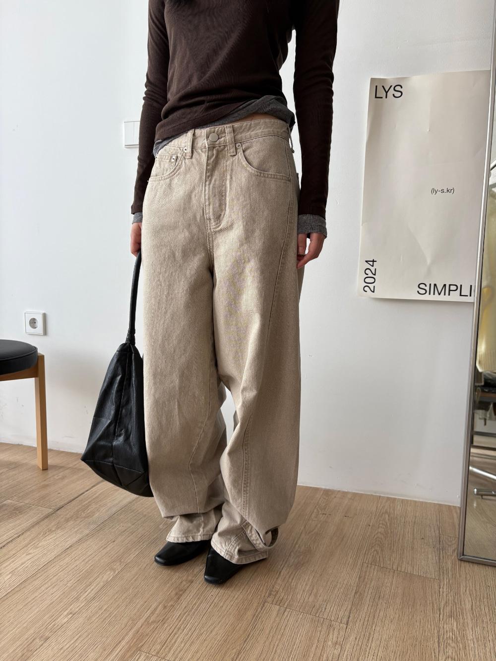 button denim pants (2color)