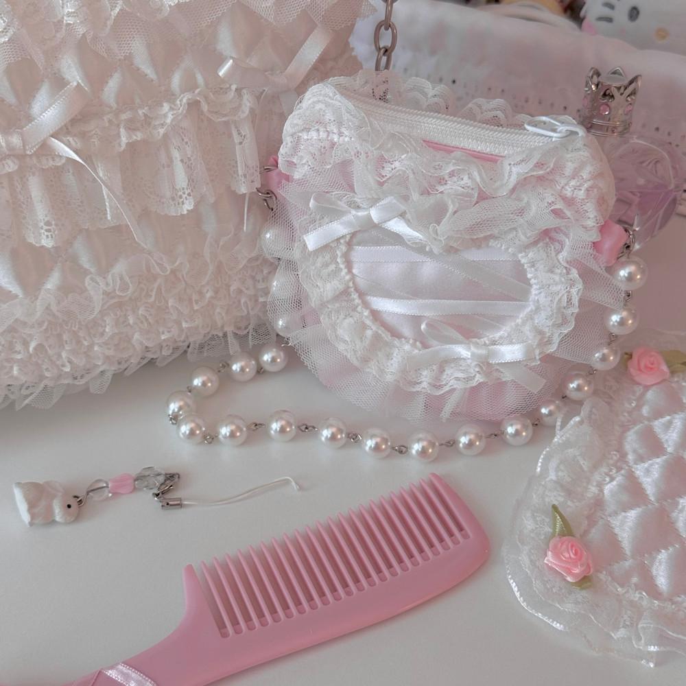 하트 레이스 발레코어 제트플립 미니 토트 파우치