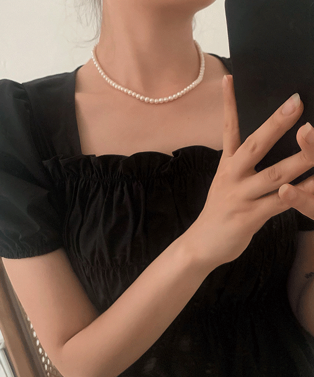 (silver925) 베이직 볼드 담수진주 목걸이