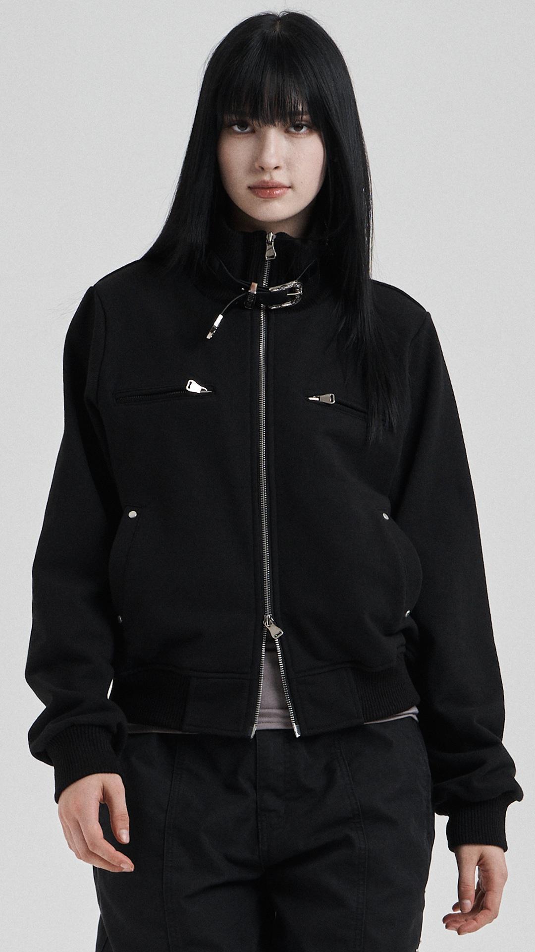 BlackHighneck jersey blouson