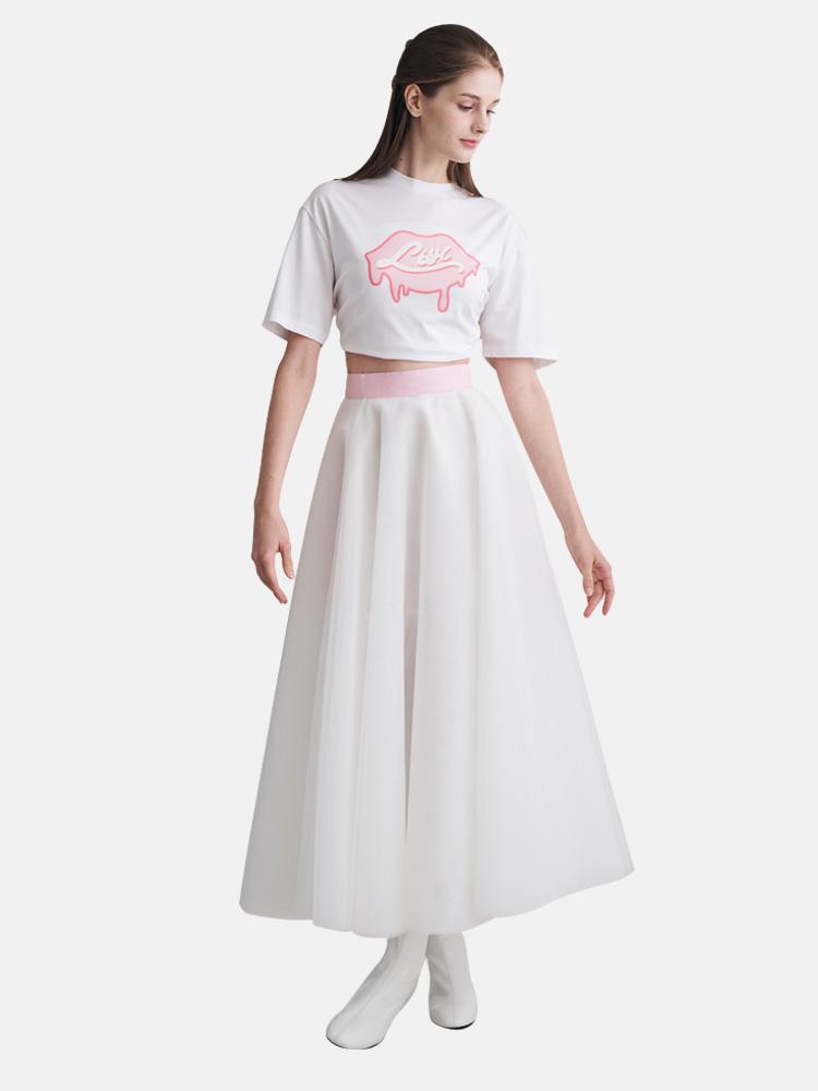 컬렉션 샘플 세일 화이트 샤 롱 스커트