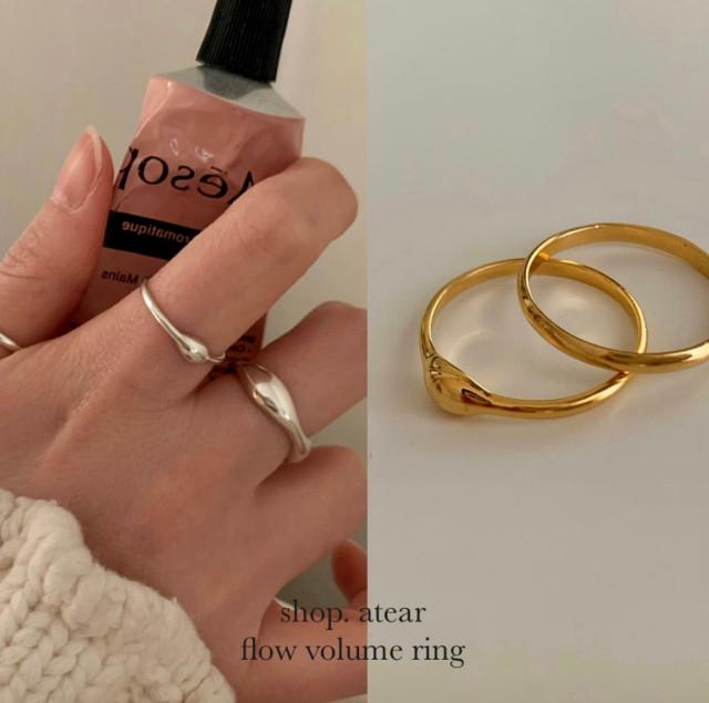 [shop. atear] 실버925. 플로우 볼륨 반지 (2color) silver925