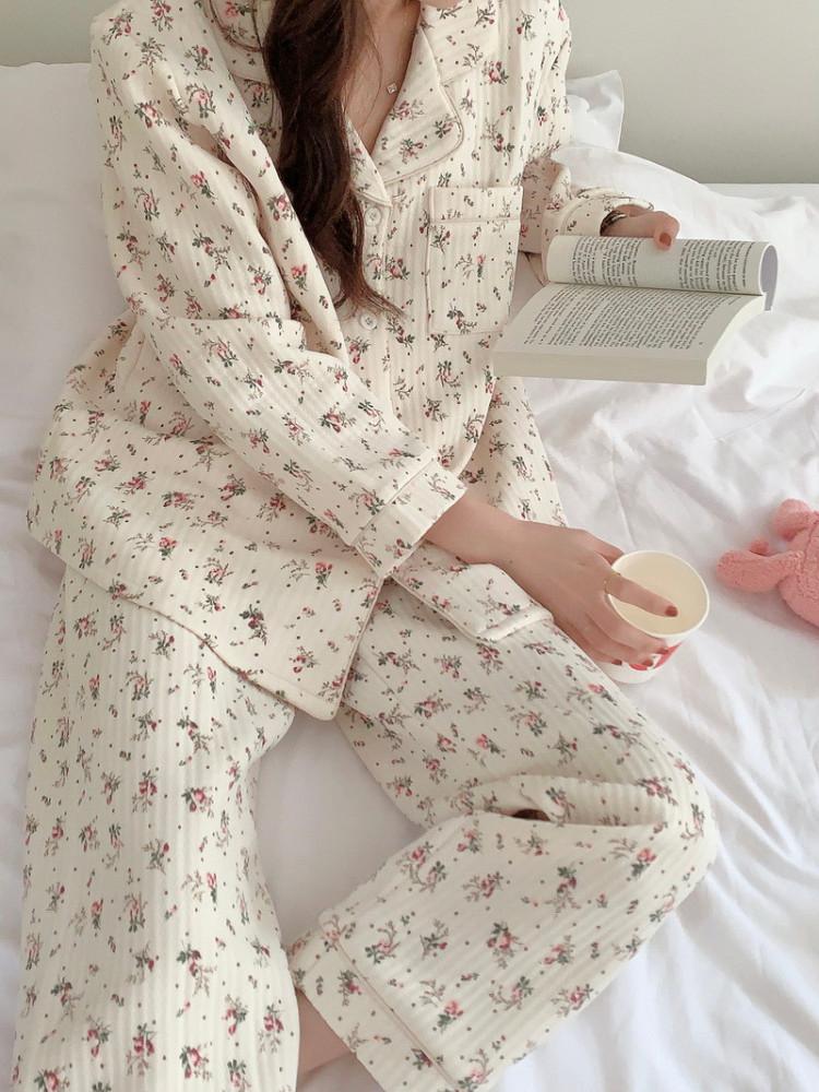 LSM 빈티지 플라워 누빔 파자마 세트