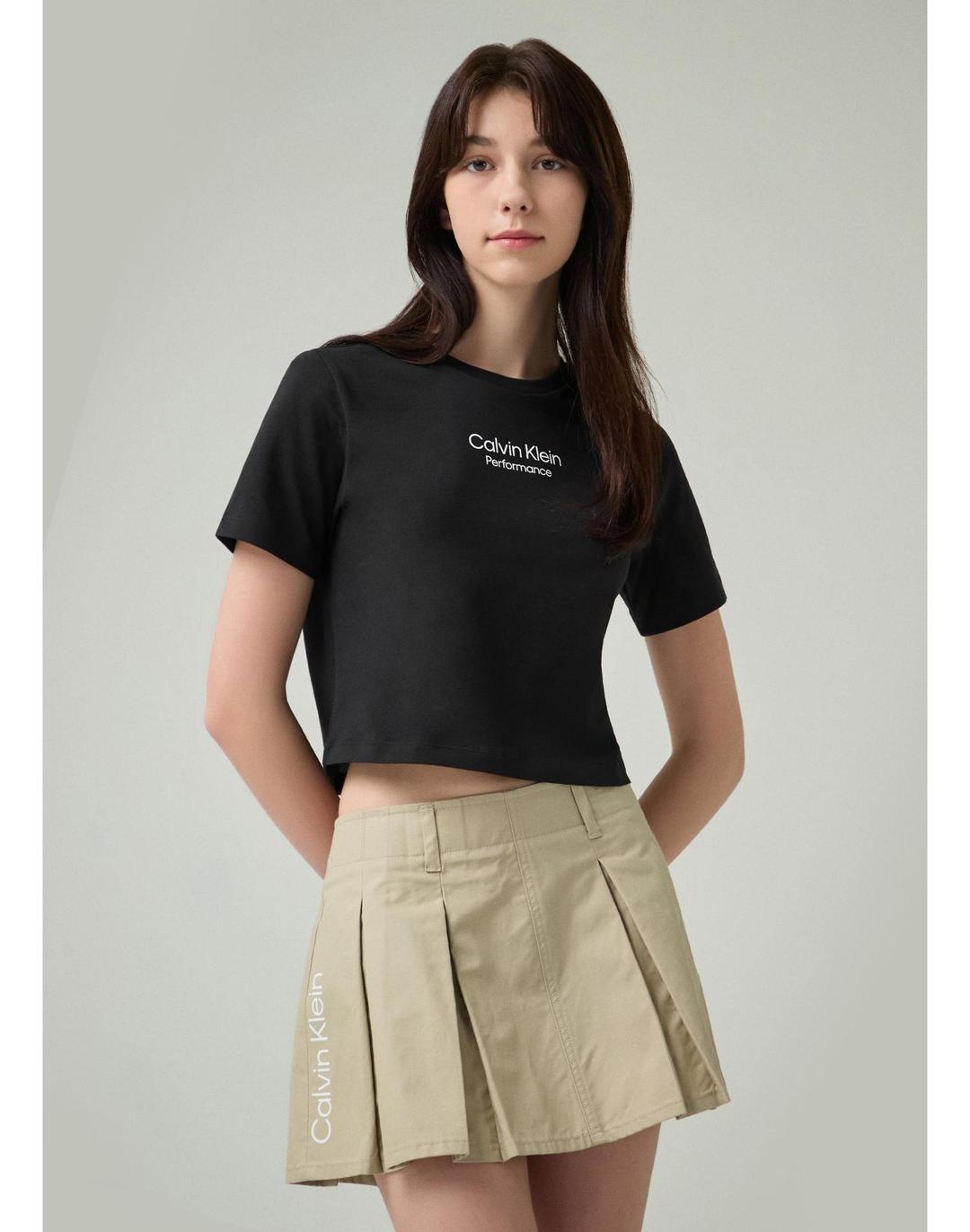 캘빈클라인 퍼포먼스 여성 크롭 반팔 티셔츠 (블랙)