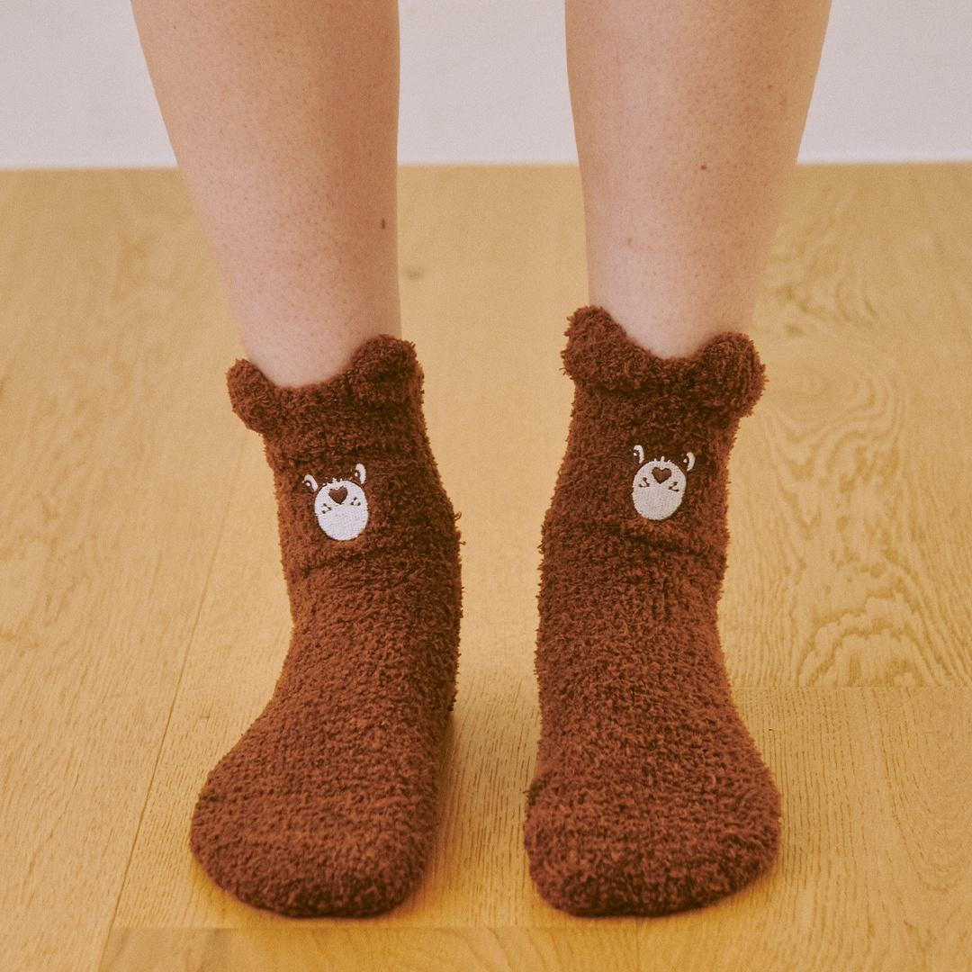 (uni)케어베어 수면양말 브라운