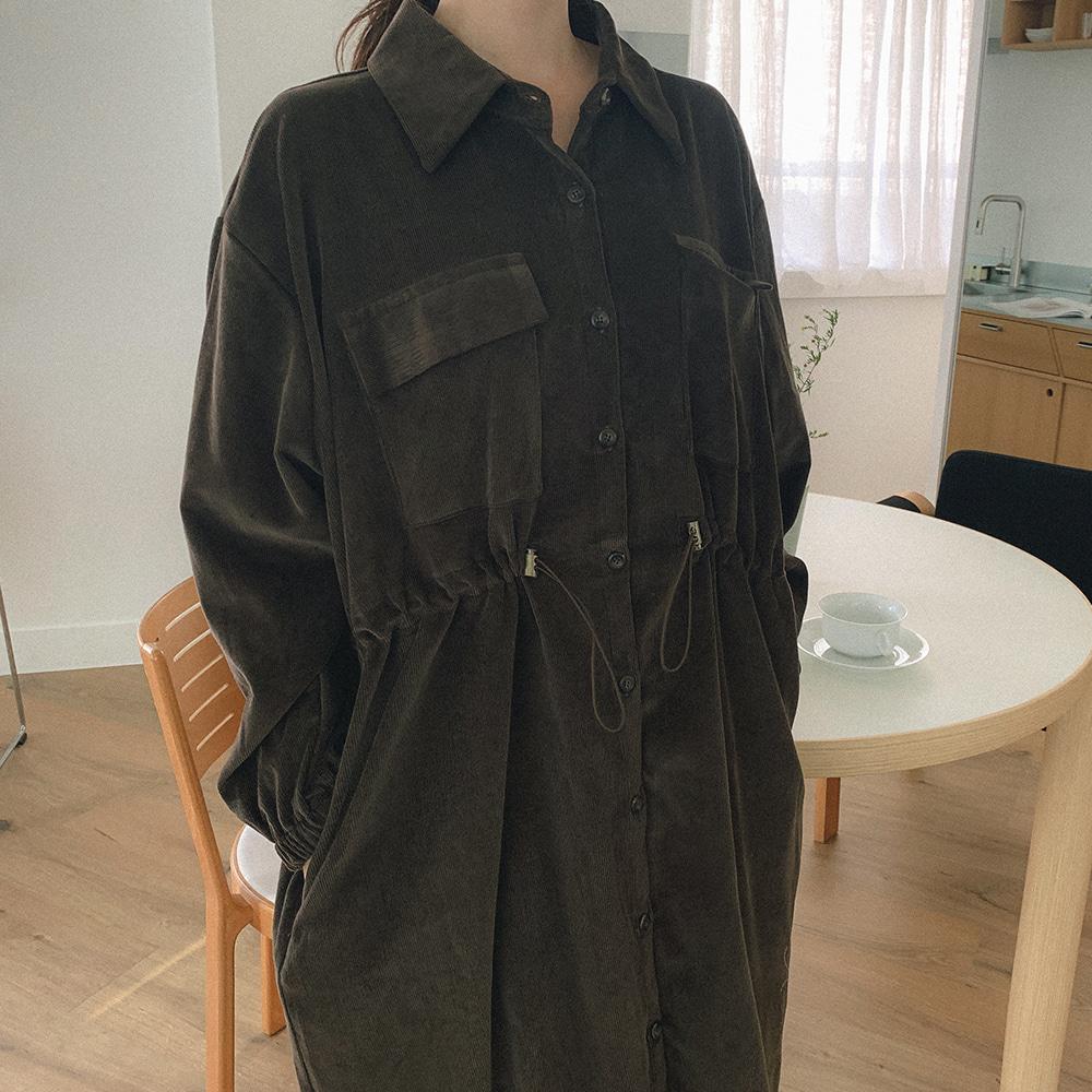 [55-120] 에태림 빅사이즈 골덴 스트링 원피스