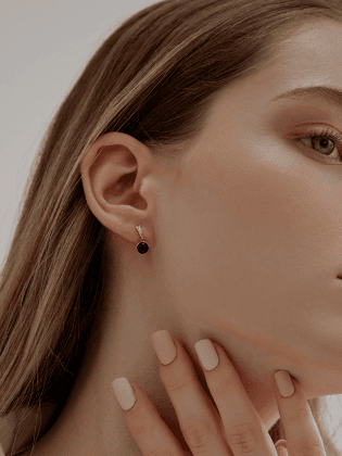 [14K] 천연석 드롭귀걸이-오닉스