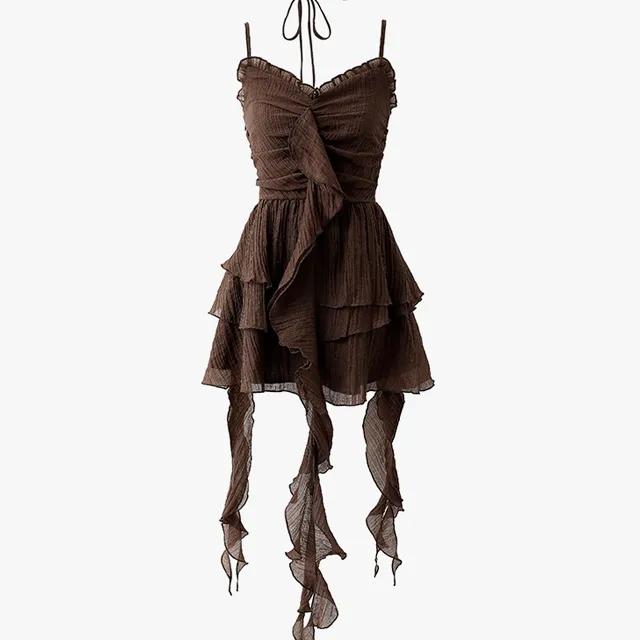 JAS848 언발 스트랩 캉캉 뷔스티에 나시 미니 원피스