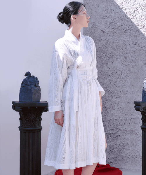 환생 화이트 레이스 철릭 롱 가디건