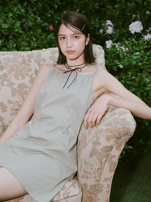 레이브 Neck Shirring Fit Mini Dress in L/Khaki VW4MO222-46