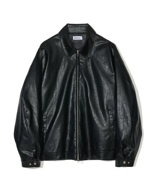 [비건 레더] 오버핏 싱글 자켓 블랙
