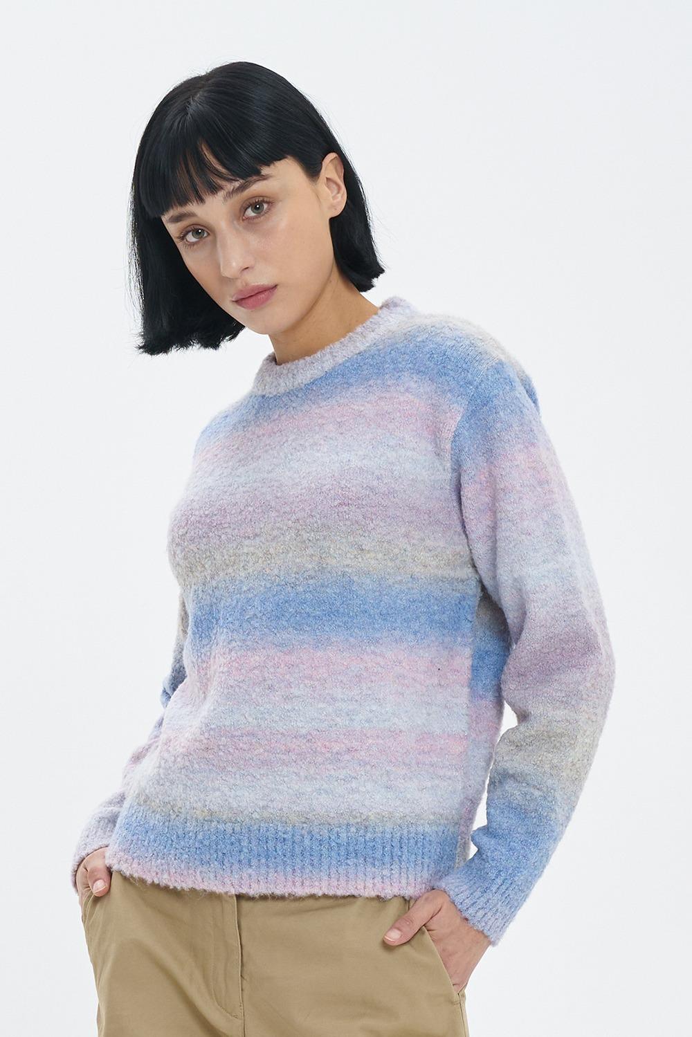 울 그라데이션 믹스 니트_모브퍼플
