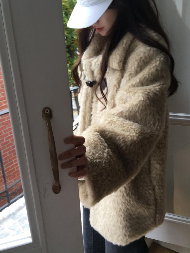 미트미 양모 퍼 코트